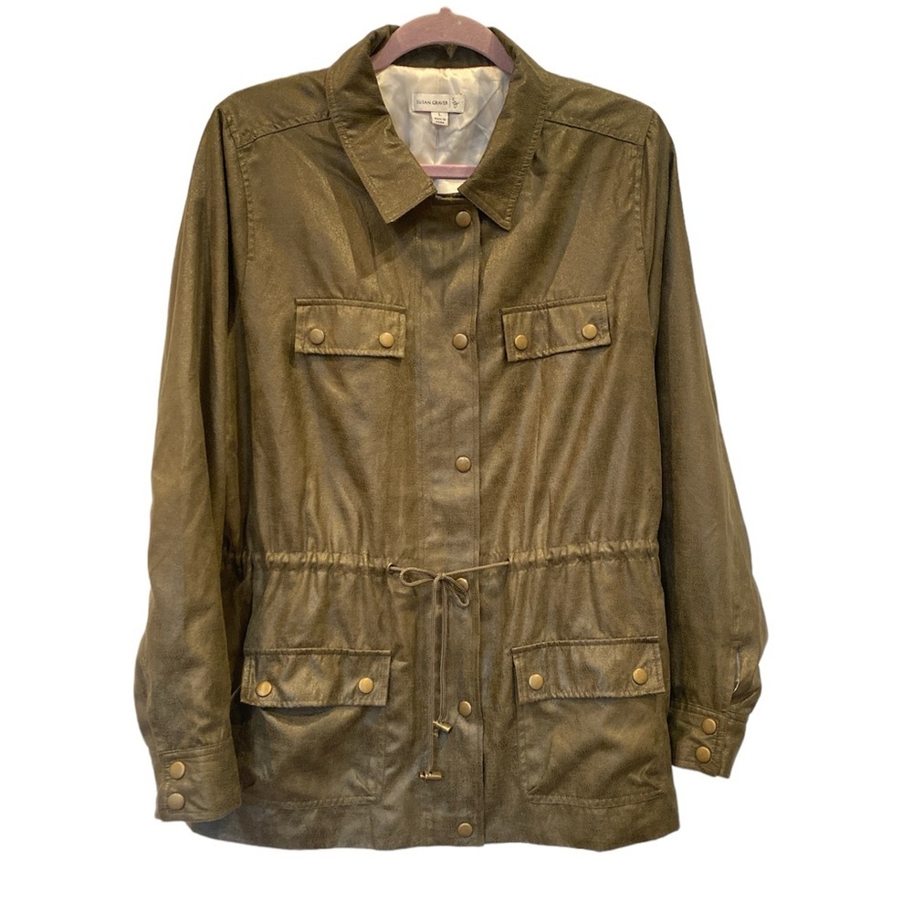 Susan Graver jacket size L olive green